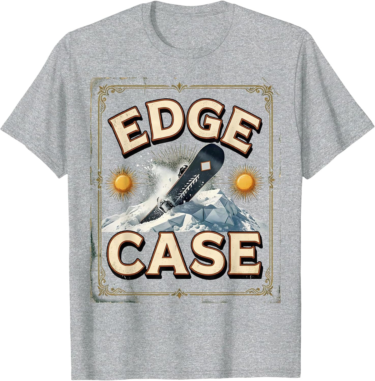 Men's Edge Case Vintage Snowboarder Ski Lover Winter Humor T-Shirt - Heather Grey