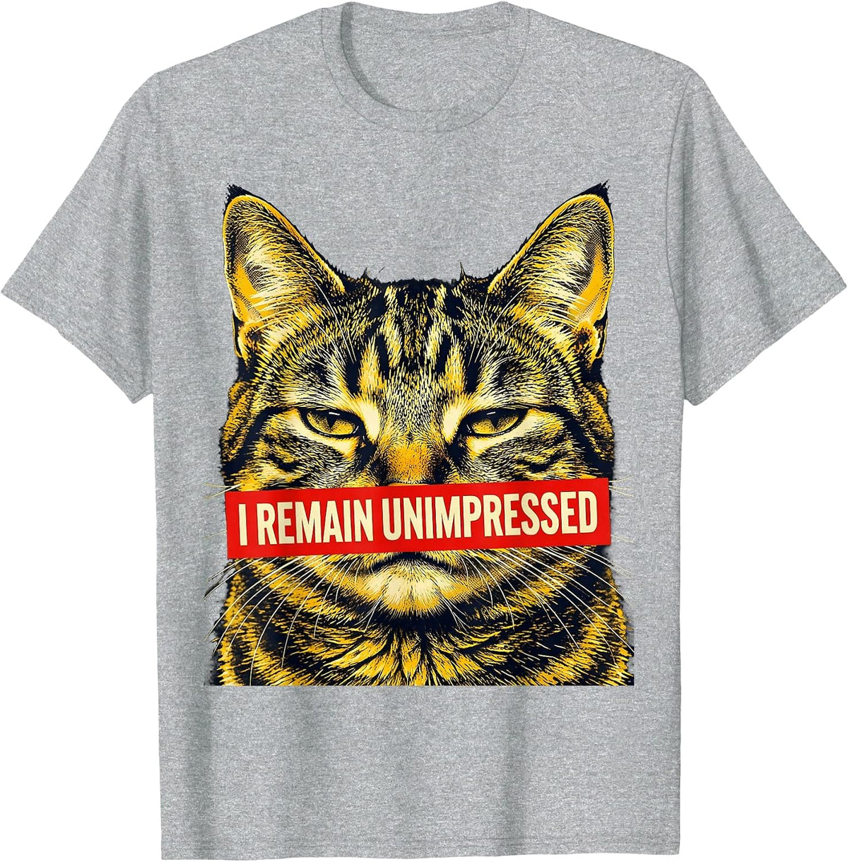 Men's I Remain Unimpressed Funny Cat Meme Lover Humor Cat Owner T-Shirt - Heather Grey