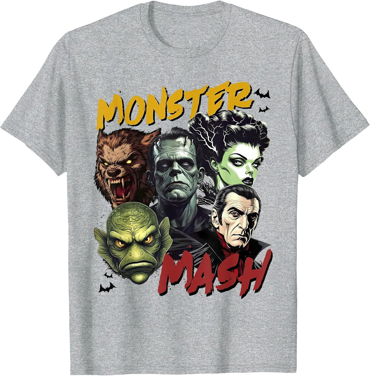 Horror Scary Monster Lover Vampire Frankenstein Halloween T-Shirt - Heather Grey
