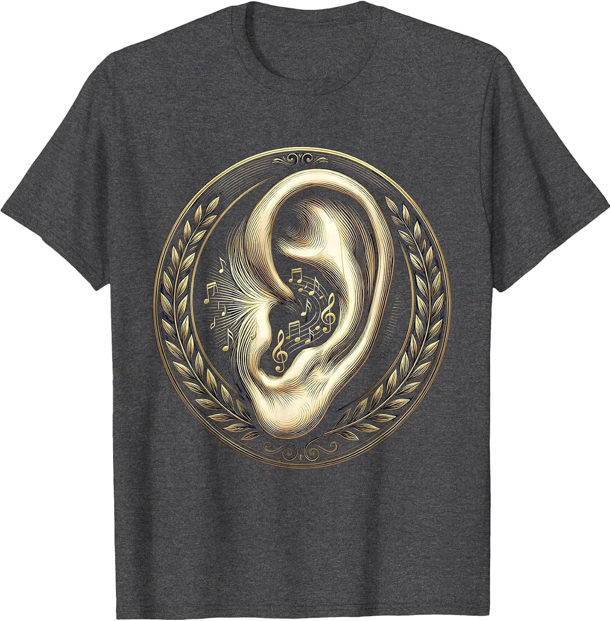 Music Teacher Ear With Musical Notes Blooming Art T-Shirt - Dark Heather Grey