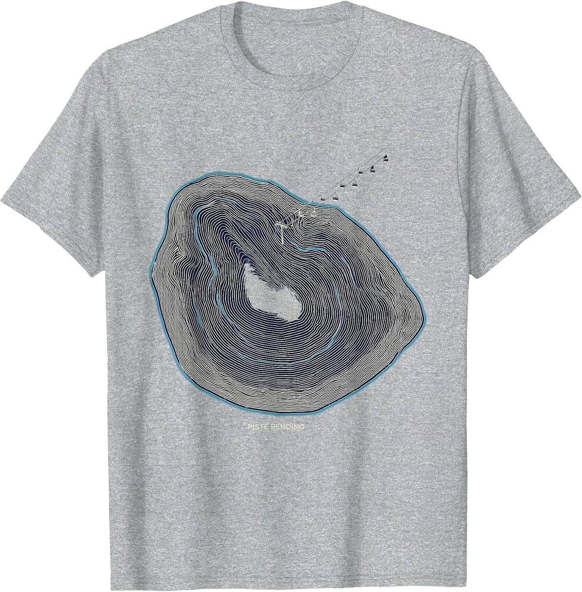 Men's Piste Pending Topographic Contour Ski Snowboard Winter T-Shirt - Heather Grey