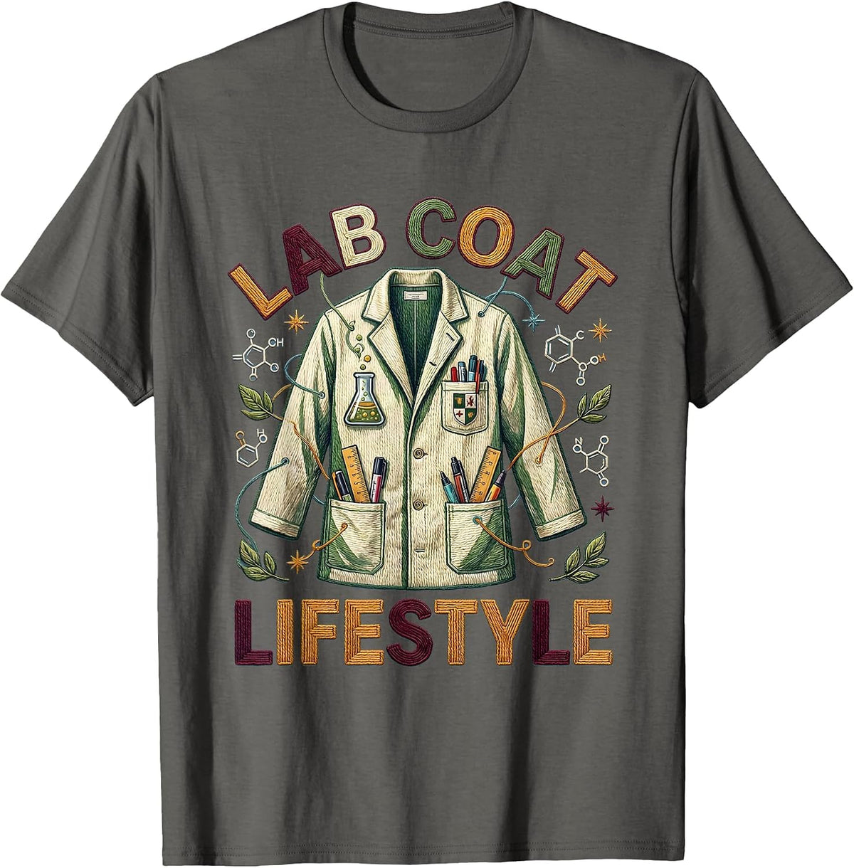 Lab Coat Lifestyle Science Teacher Design T-Shirt - Asphalt Grey