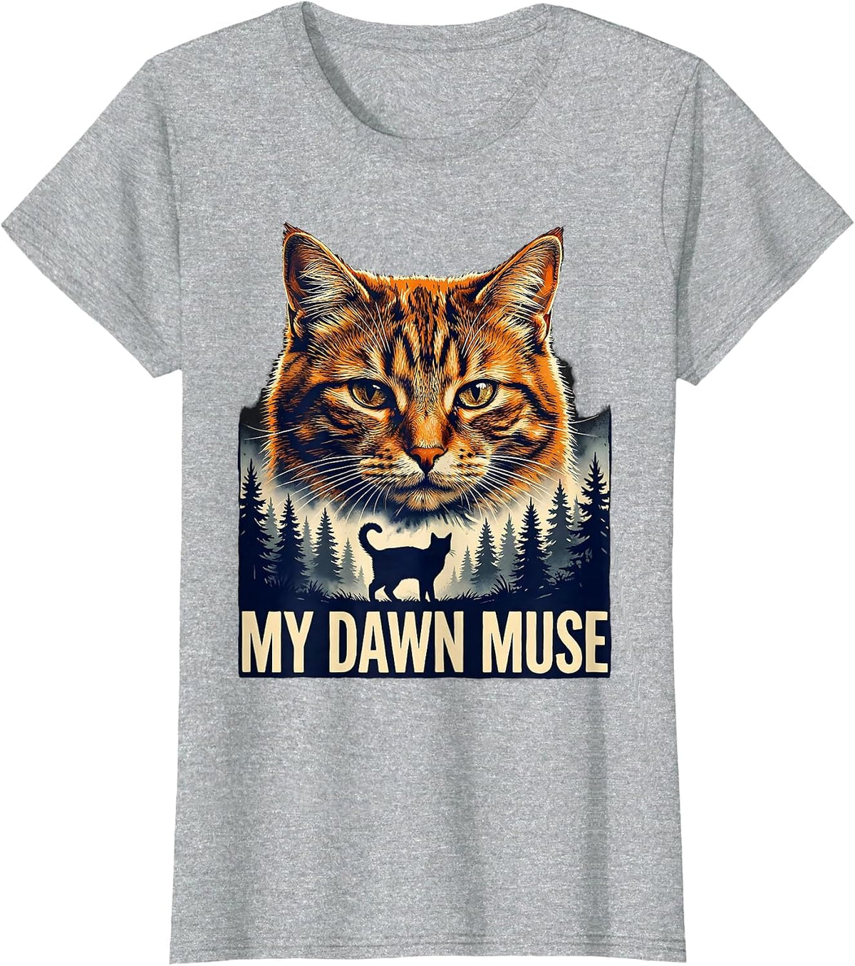 My Dawn Muse Vintage Cat Lover Retro 90s Wildlife T-Shirt - Heather Grey