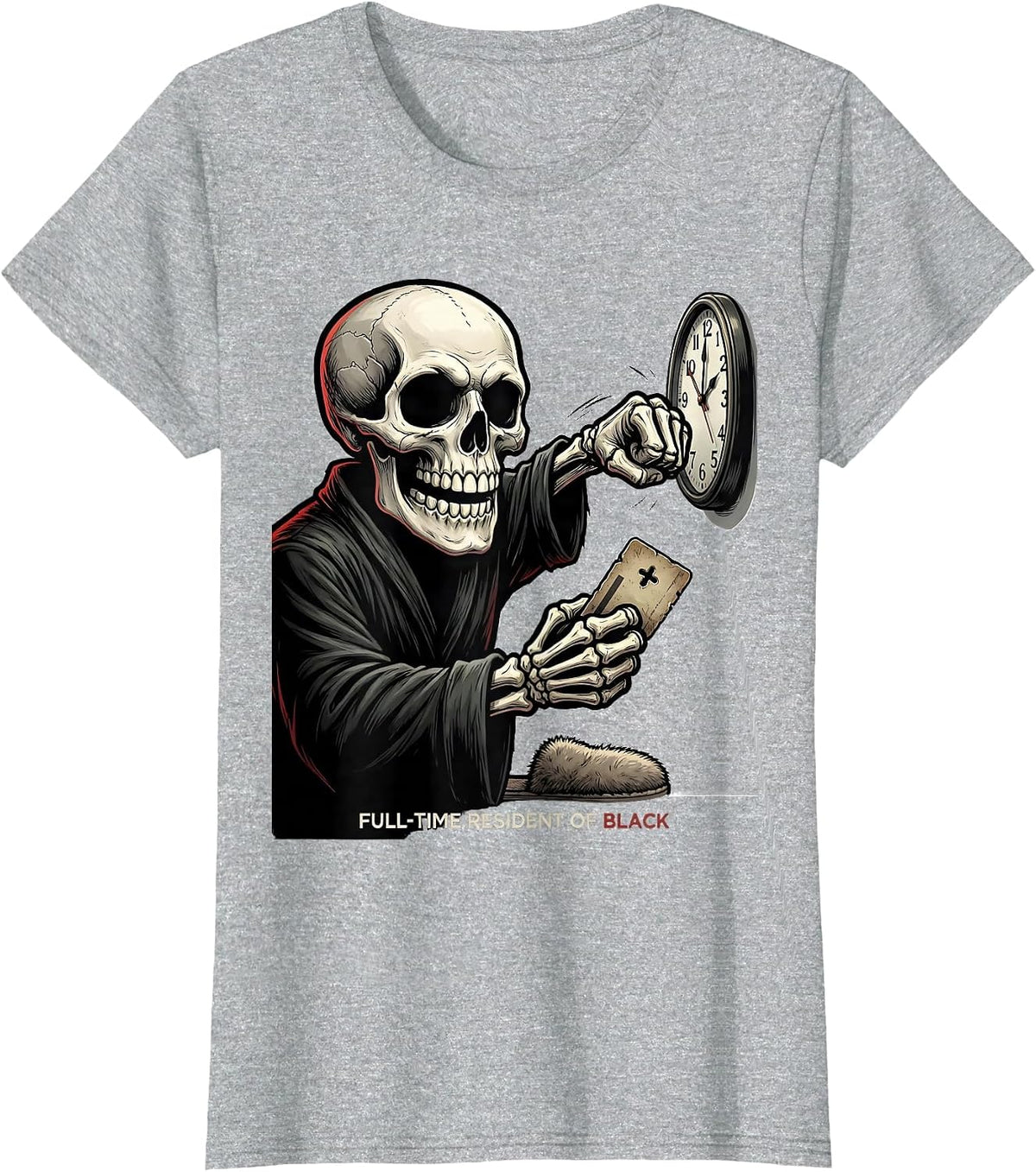 Women's Full-Time Resident Of Black Cartoon Goth Alt Y2K Grunge T-Shirt - Heather Grey