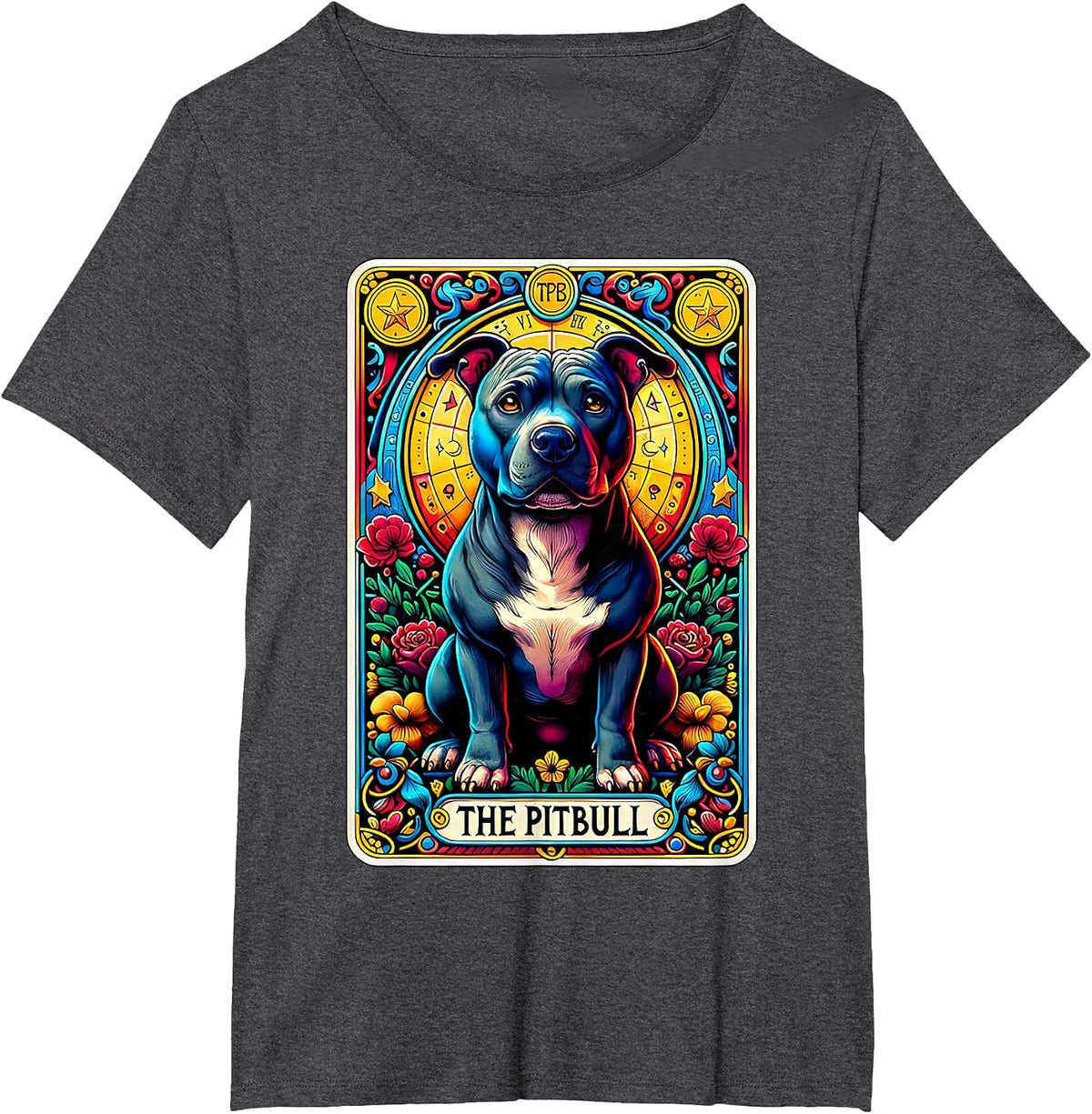 The Pitbull Tarot Card Dog Lover American Pit Bull Terrier T-Shirt - Dark Heather Grey