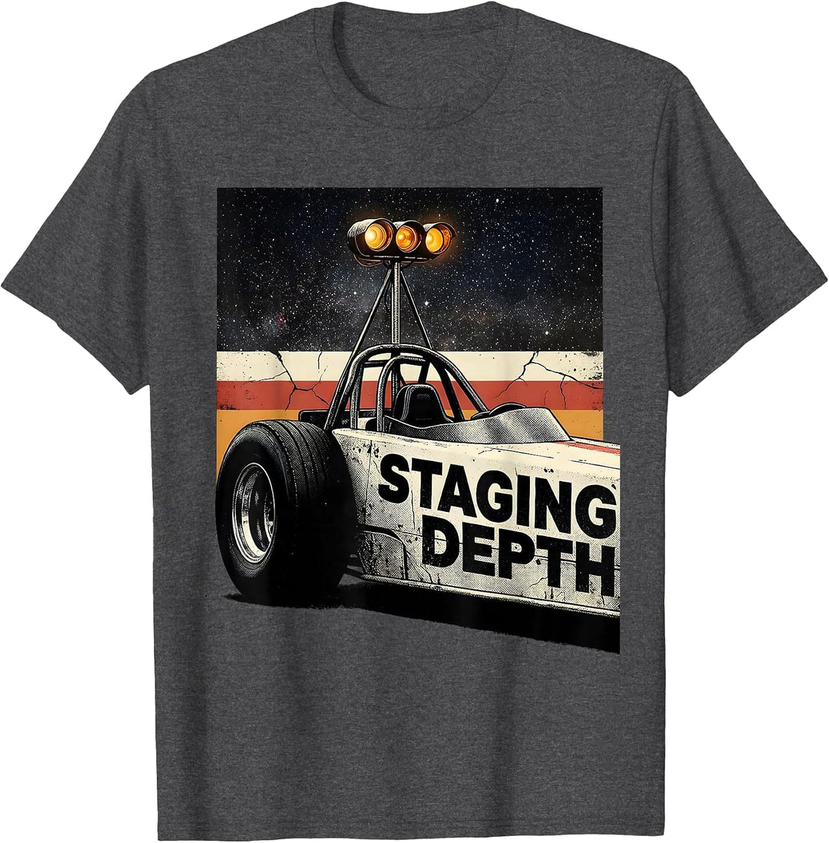 Staging Depth Distressed American Flag RC Racing Hobbyist T-Shirt - Dark Heather Grey