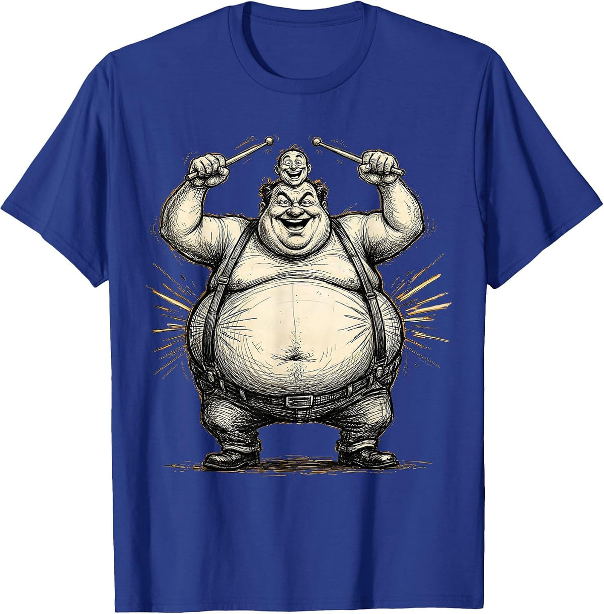Belly Drummer Funny Big Gut Drum Solo Graphic T-Shirt - Royal Blue