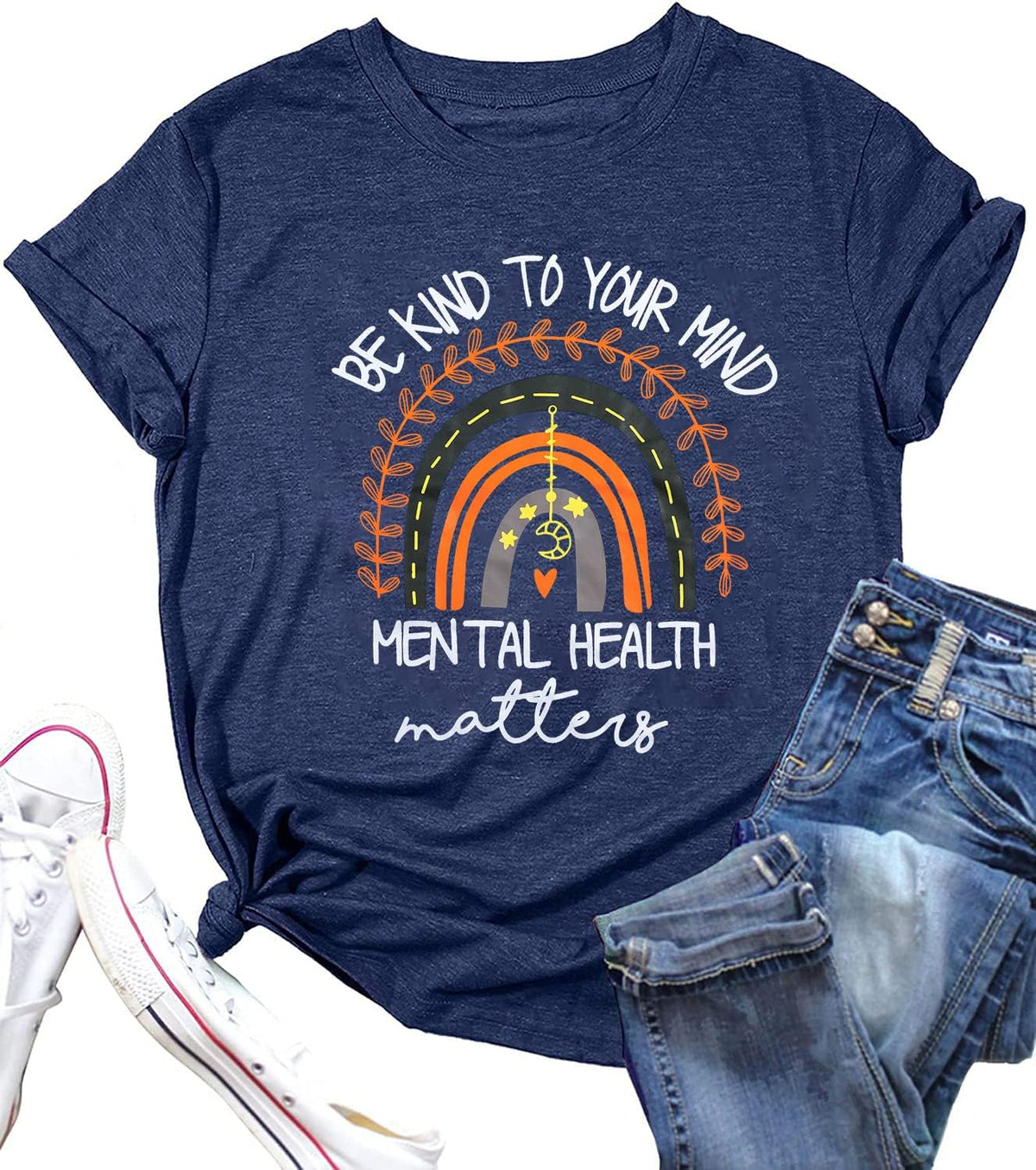 Mental Health Shirt Women Therapist Psychologist Shirts Inspirational Graphic Tees Motivational Gift Tops - Blue