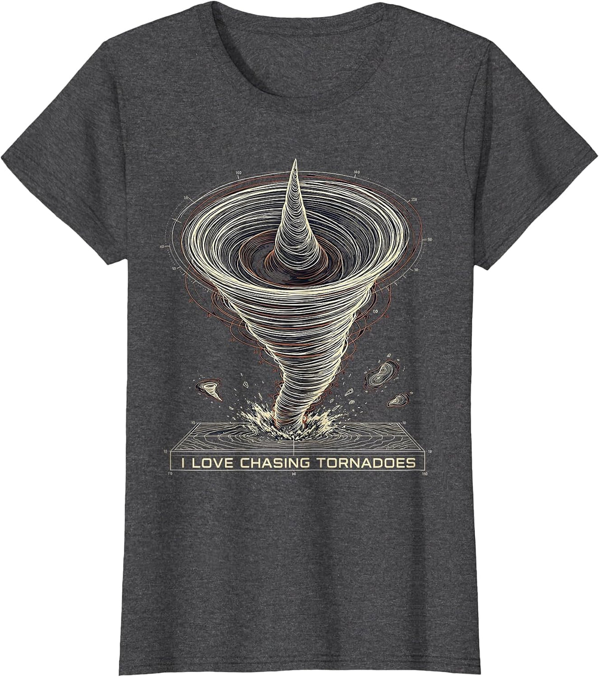 Women's I Love Chasing Tornadoes Funny Storm Chaser Meteorology Gift T-Shirt - Dark Heather Grey