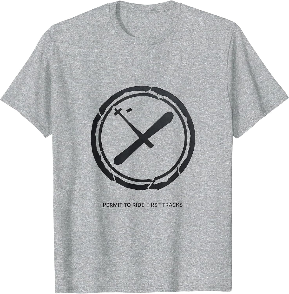 Men's Permit To Ride First Tracks Funny Ski Snowboarder Gift T-Shirt - Heather Grey