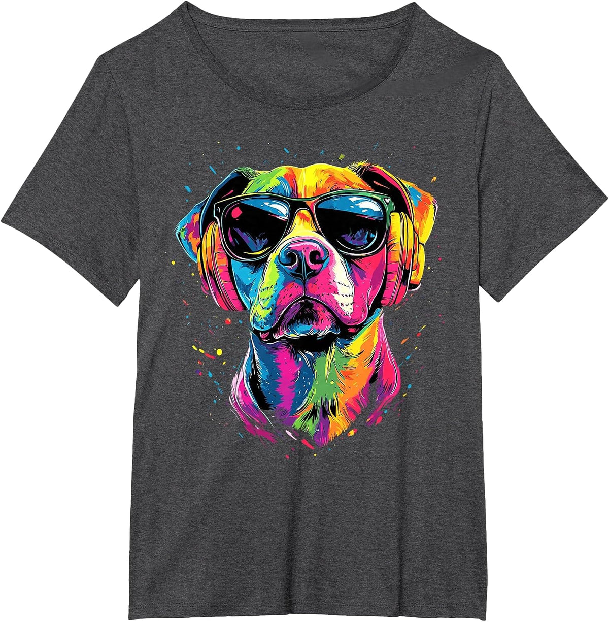 Pitbull with Sunglasses Pittie American Pit Bull Terrier T-Shirt - Dark Heather Grey