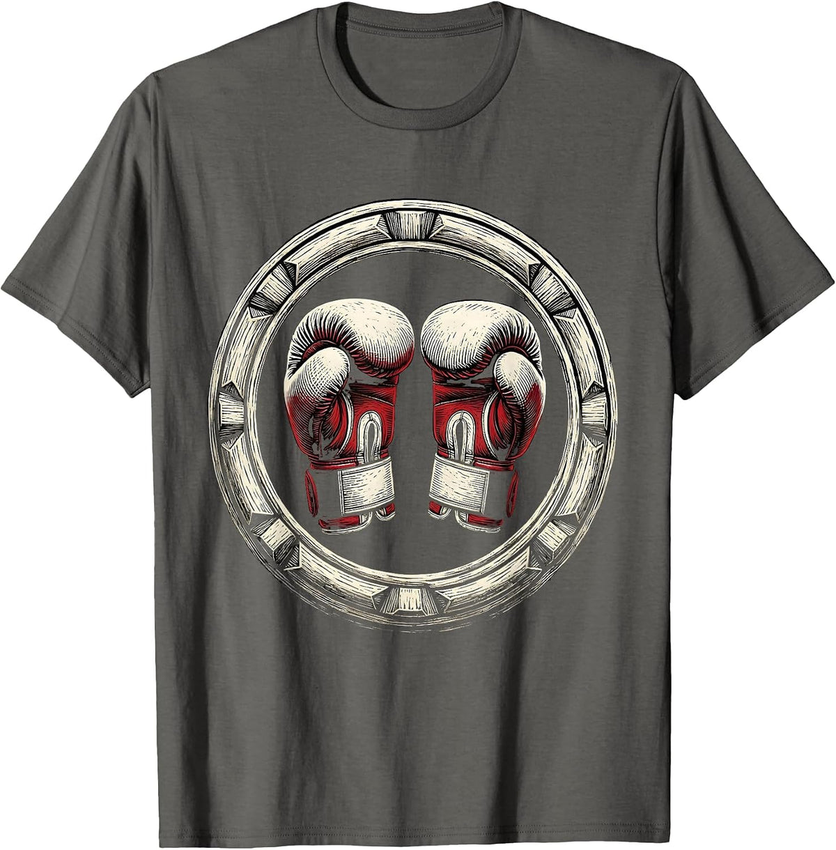 Men's Boxer Gloves Victory Stance Fighting Champion T-Shirt - Asphalt Grey