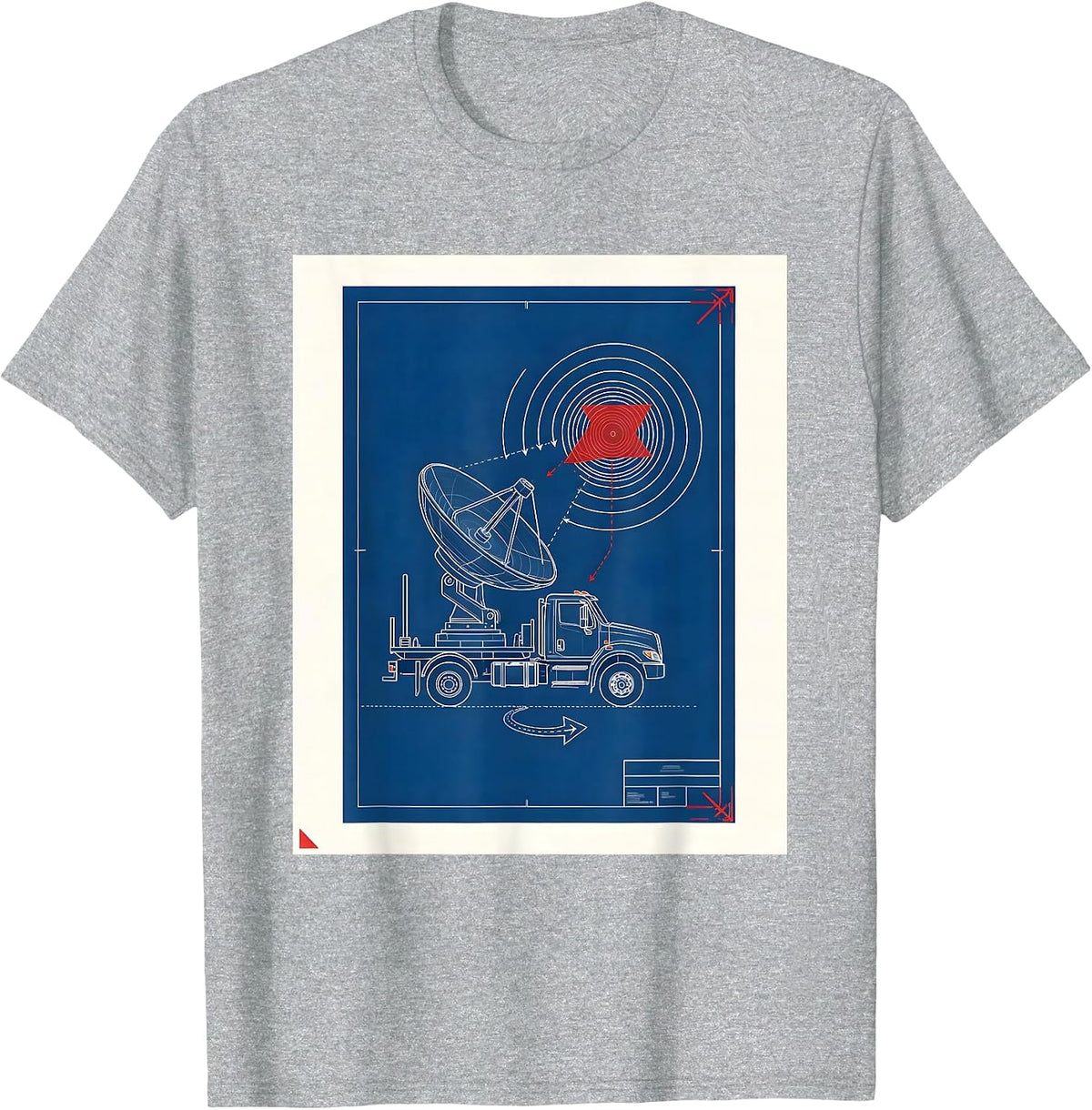 Men's Blueprint Doppler Radar Truck Storm Chaser Meteorology T-Shirt - Heather Grey