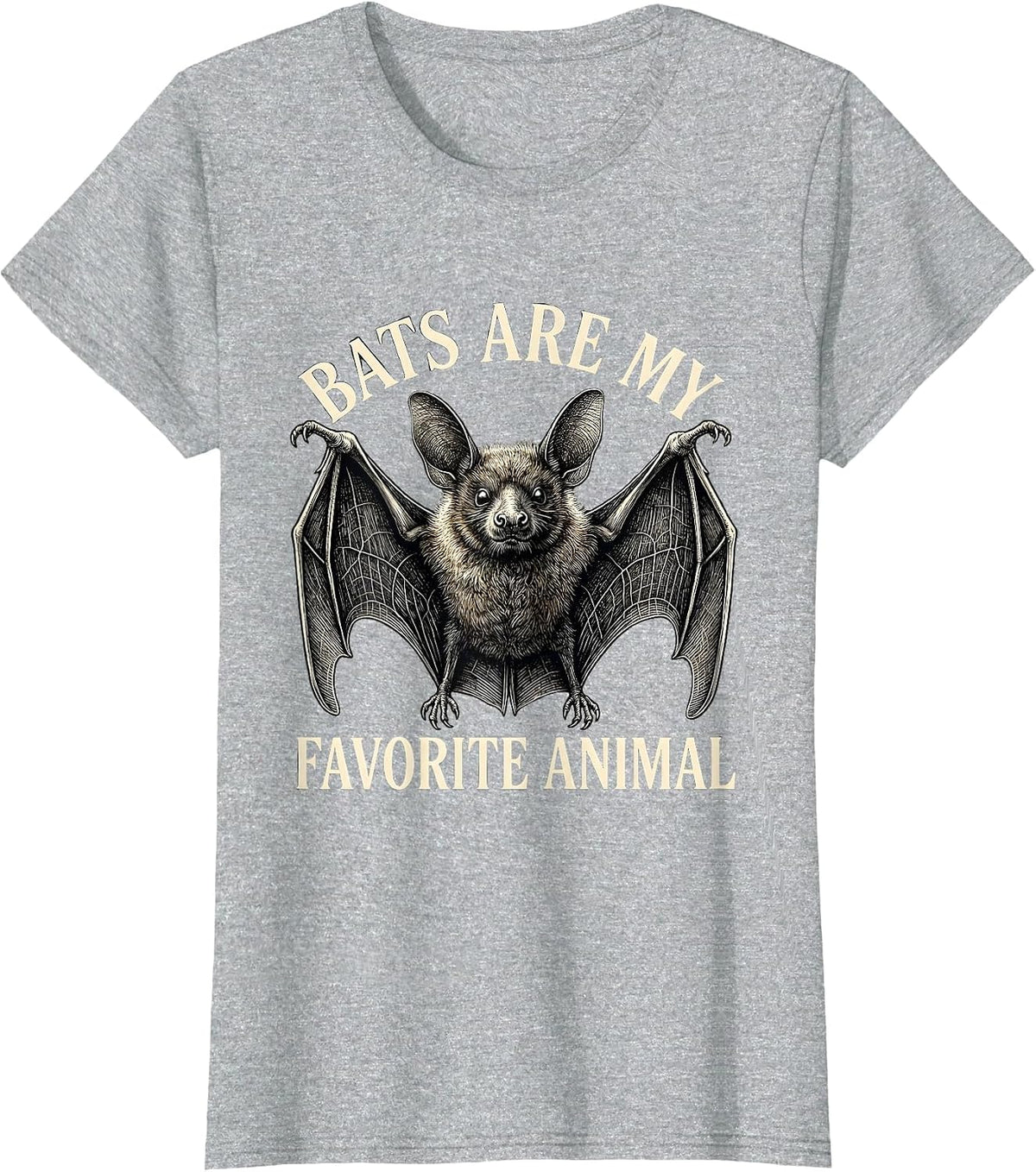 Women's Bats Are My Favorite Animal Botanical Bat Lover Wildlife T-Shirt - Heather Grey