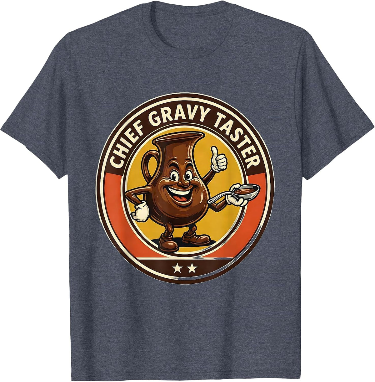 Chief Gravy Taster Retro Thanksgiving Dinner Humor T-Shirt - Heather Blue