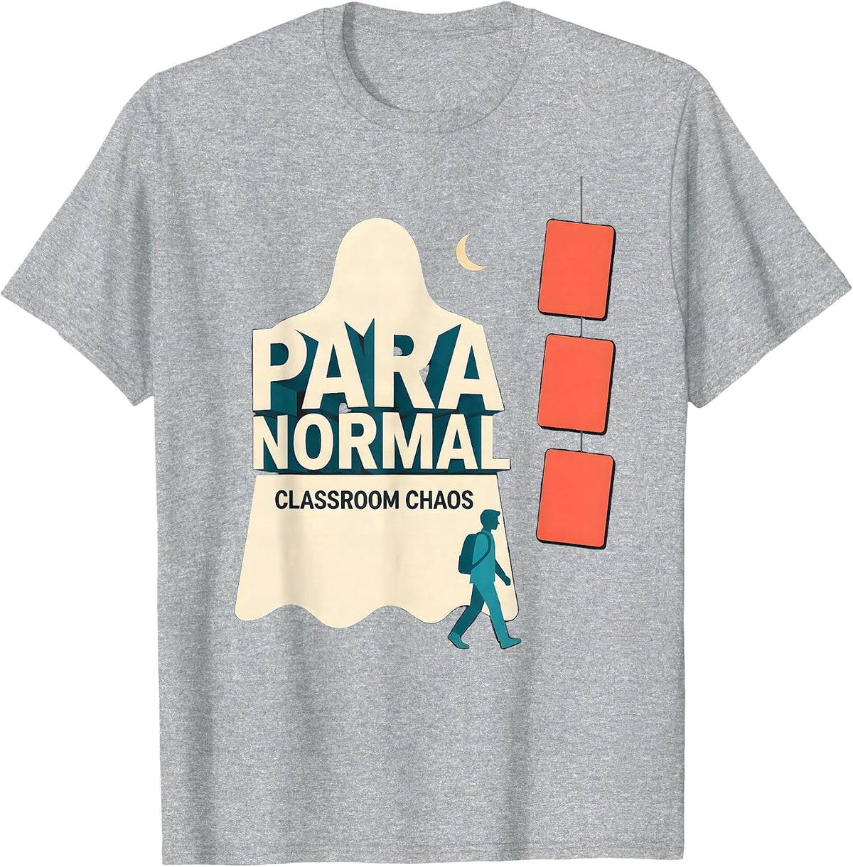 Men's Para Normal Classroom Chaos Funny Ghost Paraprofessional T-Shirt - Heather Grey
