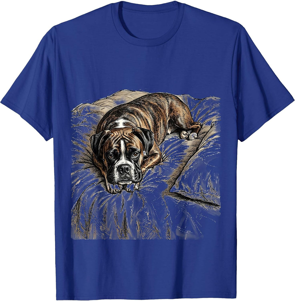 Men's Boxer Dog Sleepshirt Funny Dog Owner Pajama Humor T-Shirt - Royal Blue