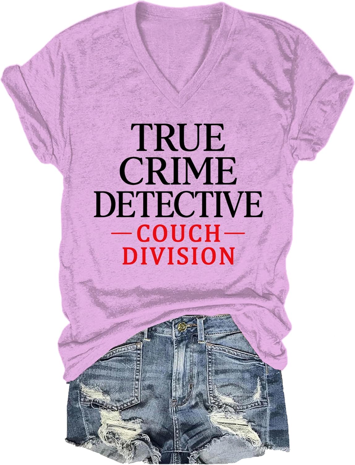 True Crime Detective Couch Division Shirt True Crime Detective Tshirt Couch Division Shirts for Women Men - V-Neck Pink