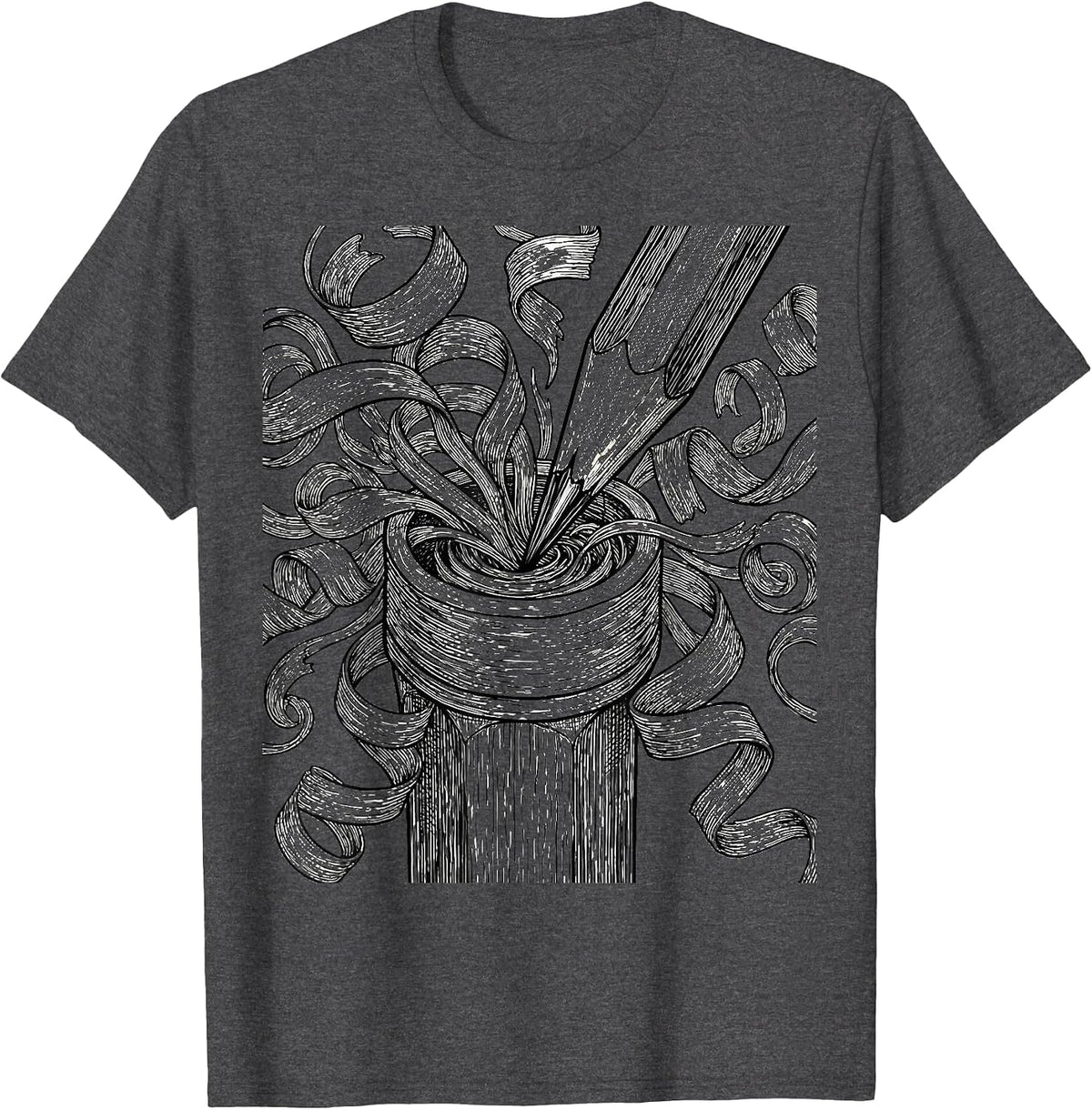 Men's Art Teacher Pencil Sharpener Graphic T-Shirt - Dark Heather Grey