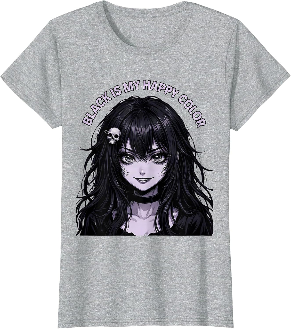 Women's Black Is My Happy Color Goth Dark Aesthetic Design T-Shirt - Heather Grey