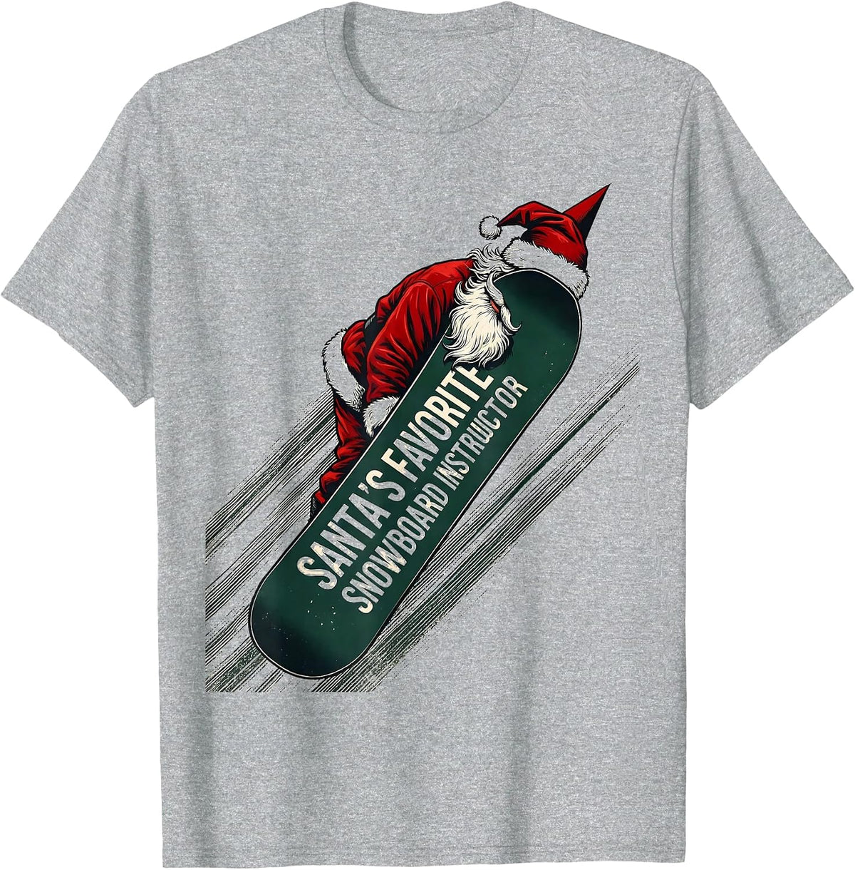 Men's Santa's Favorite Snowboard Instructor Funny Snowboarder T-Shirt - Heather Grey