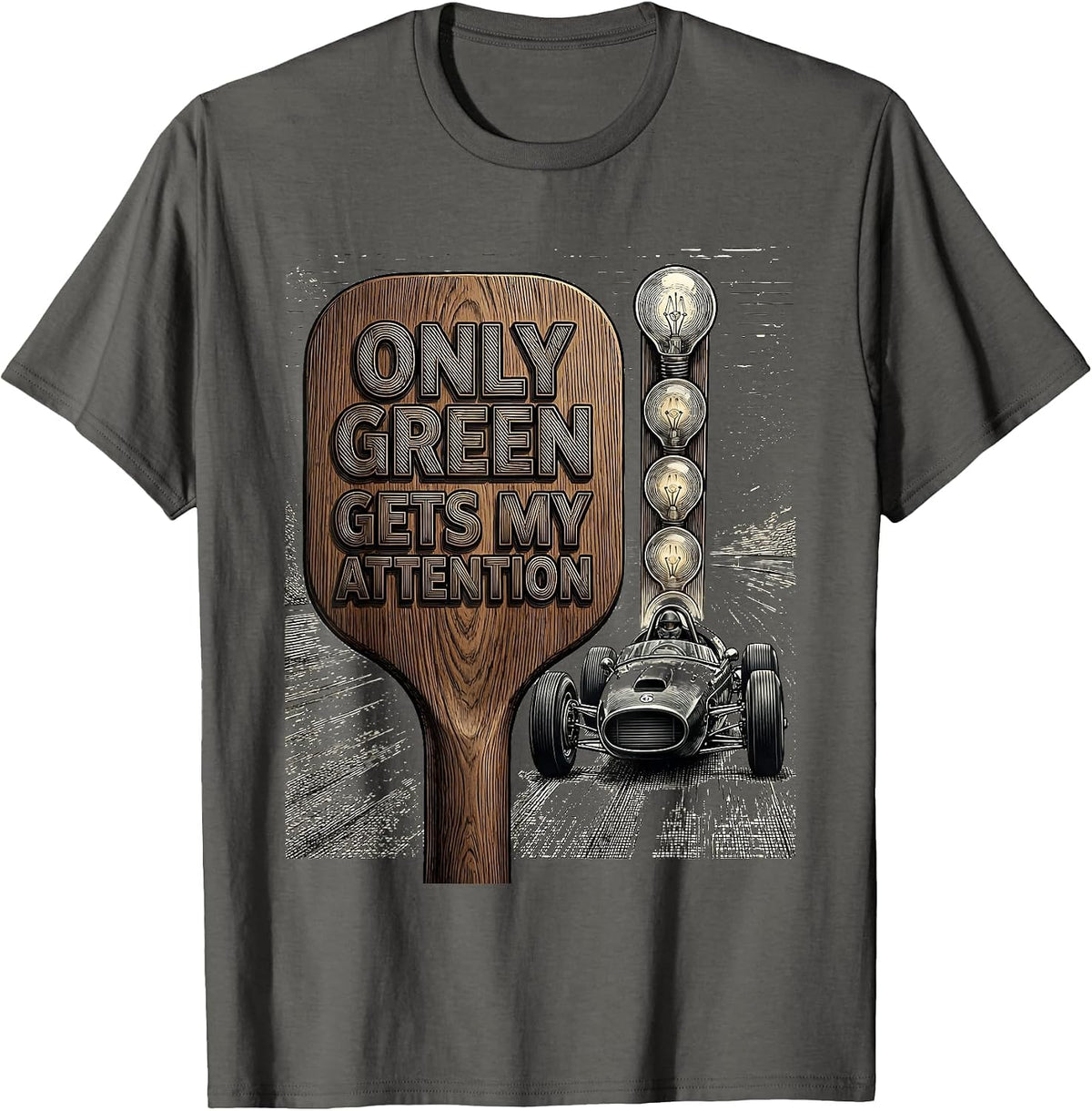 Only Green Gets My Attention Funny RC Car Racing Enthusiast T-Shirt - Asphalt Grey