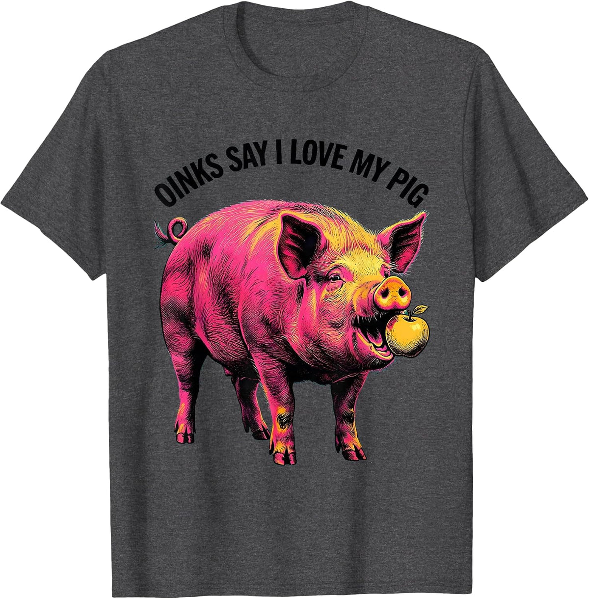 Men's Oinks Say I Love My Pig Funny Pig Lover Guinea Pig Owner T-Shirt - Dark Heather Grey