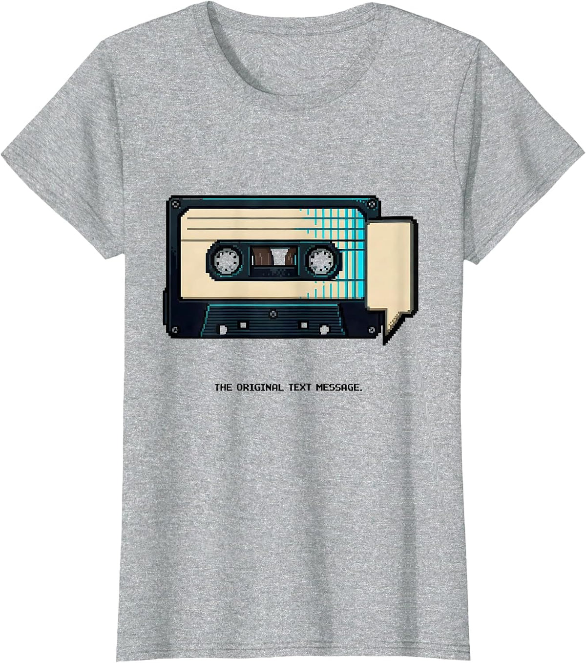 The Original Text Message Retro Cassette Tape Pixel Art T-Shirt - Heather Grey