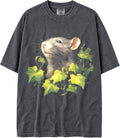 U.S.A. MAX-Heavyweight Faded Shaka Wear Oversized 7.5oz Cotton Tshirt for Men & Women of Animal Paintings - Rat