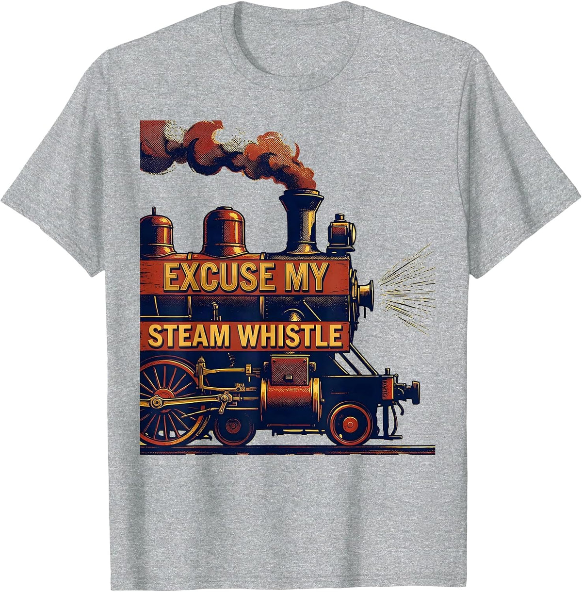 Men's Excuse My Steam Whistle Funny Train Enthusiast Kids Rail T-Shirt - Heather Grey