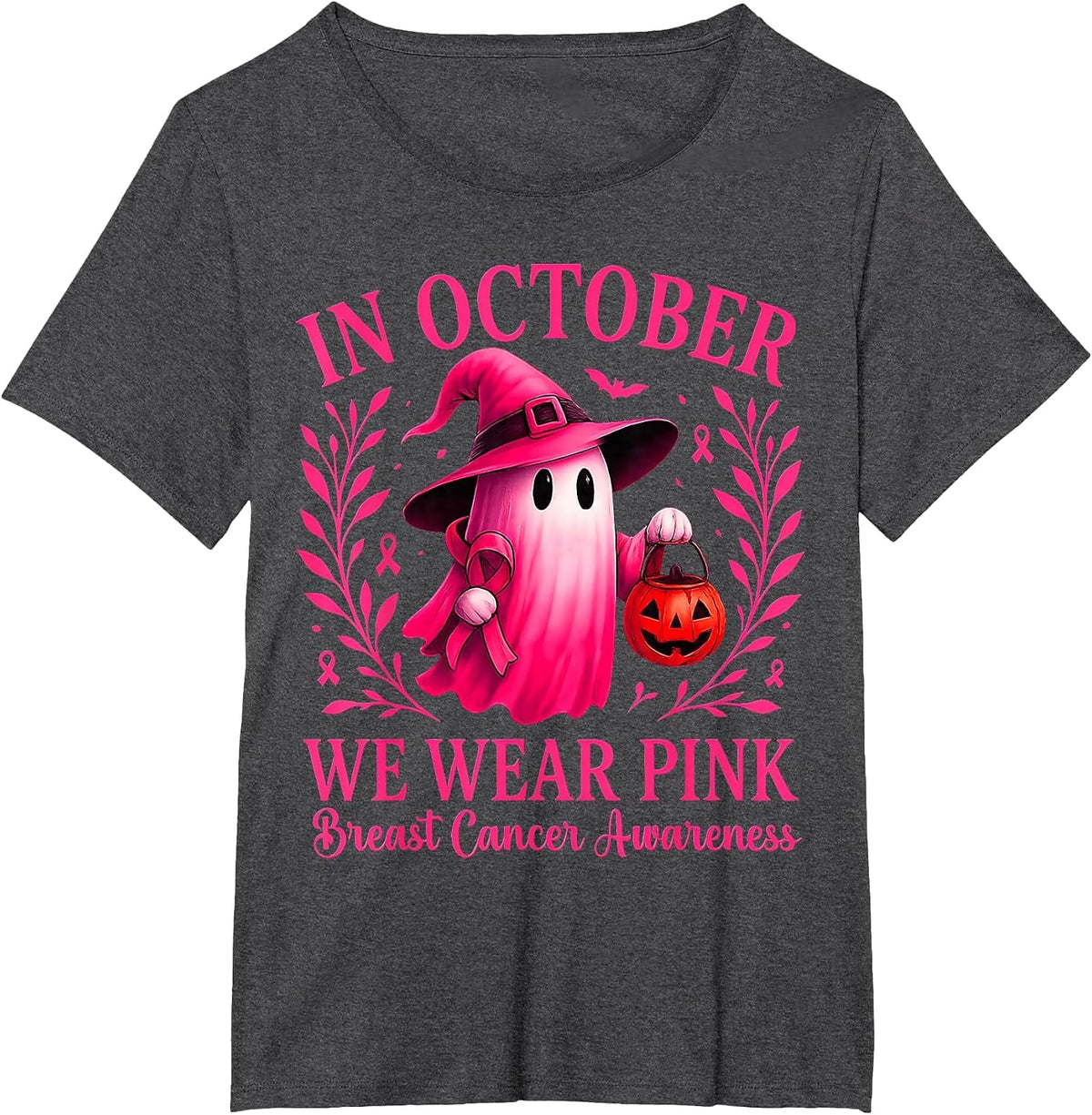 Breast Cancer Women Halloween in October We Wear Pink T-Shirt - Dark Heather Grey