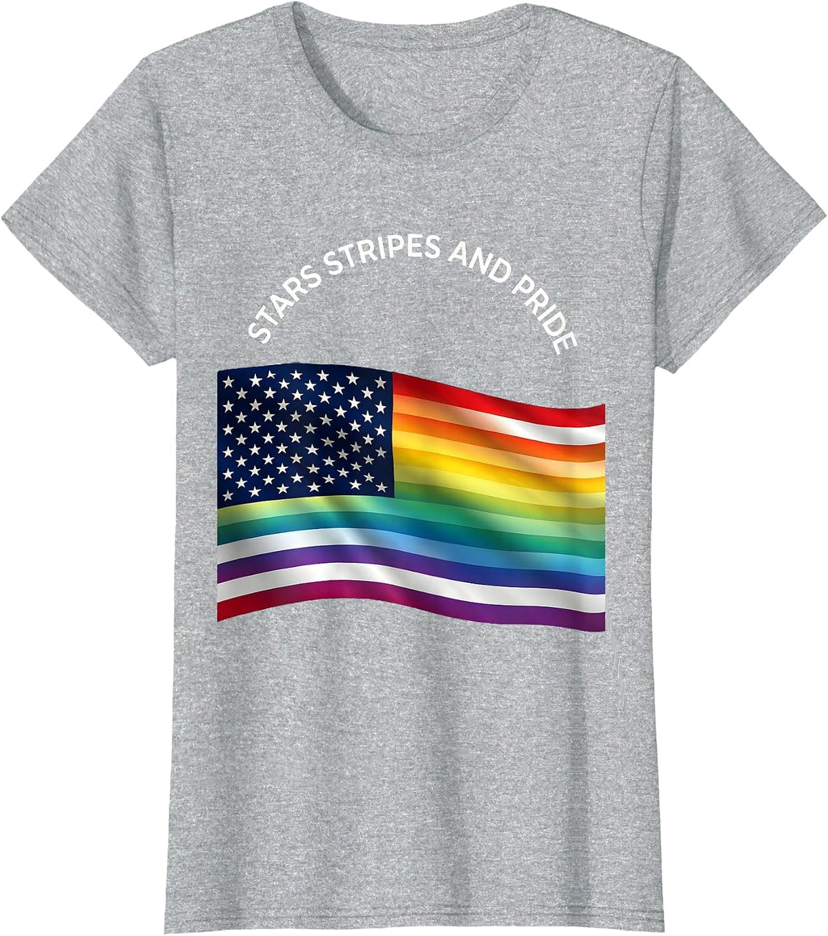 Stars Stripes and Pride American Flag Design T-Shirt - Heather Grey