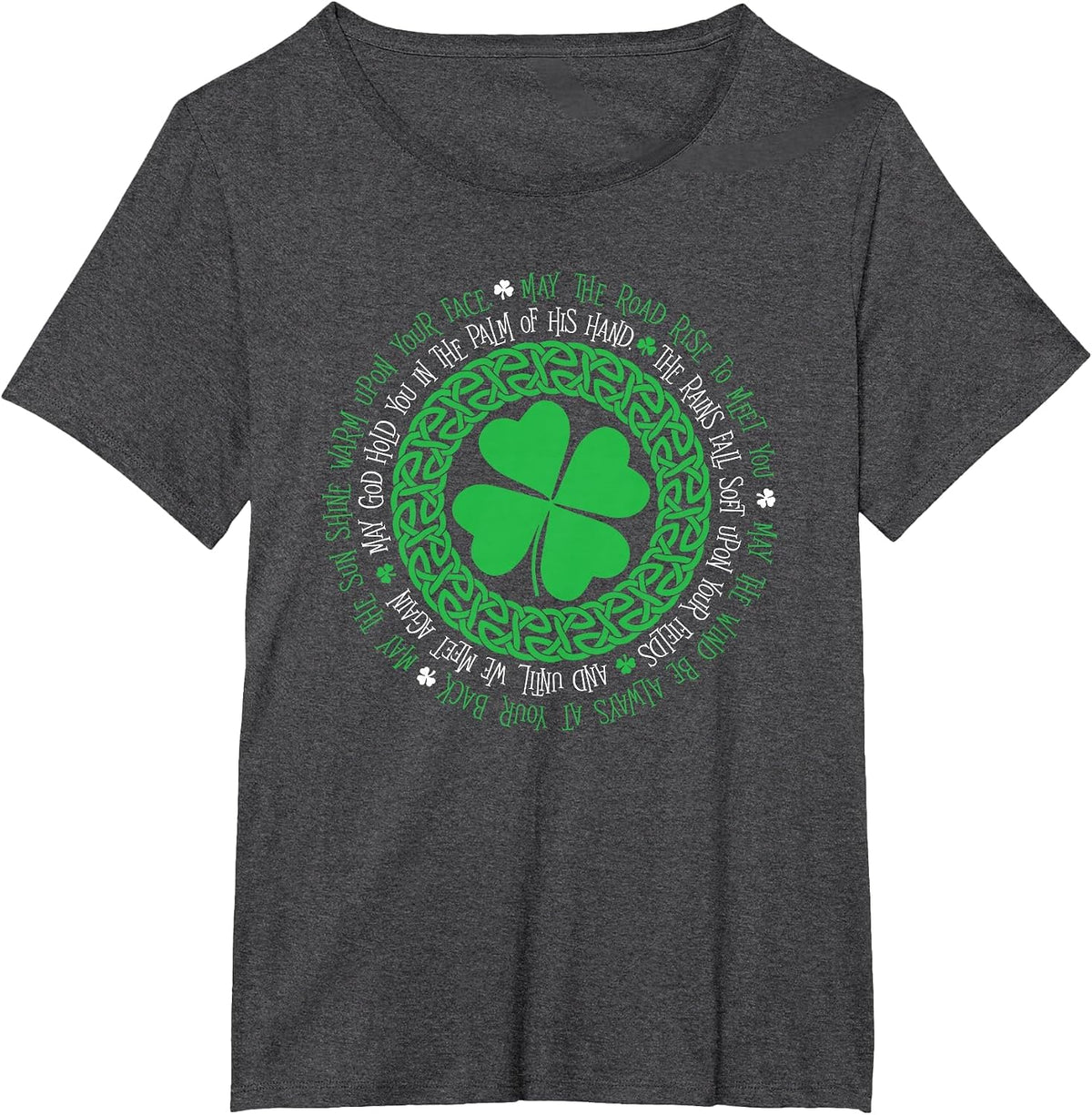 Irish Blessing Celtic Knot 4 Leaf Clover - St. Patrick's Day T-Shirt - Dark Heather Grey