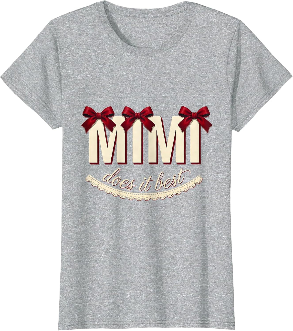 Mimi Does It Best Grandma Pride Design T-Shirt - Heather Grey