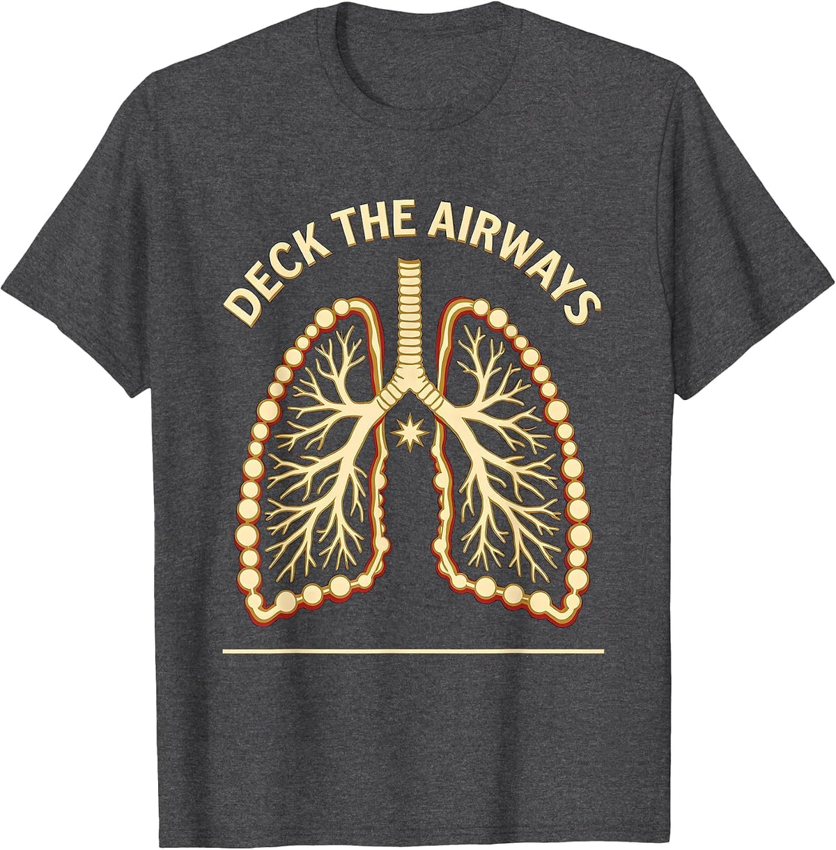 Deck The Airways Screenprint Poster Respiratory Therapist T-Shirt - Dark Heather Grey