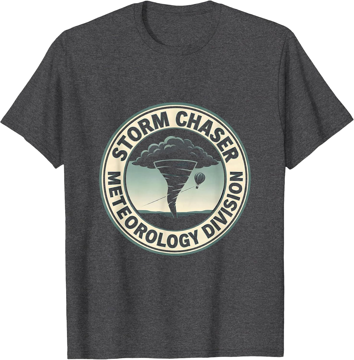 Men's Wedge Funnel Silhouette Storm Chaser Meteorology Humor T-Shirt - Dark Heather Grey
