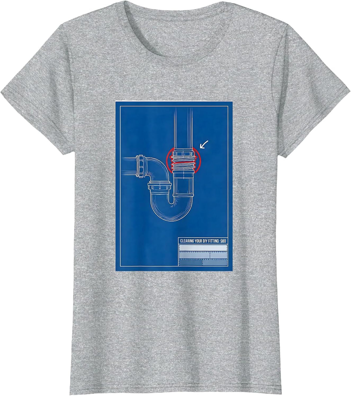 Women's Clearing Your DIY Fitting: $80 Funny Plumber Pipefitter T-Shirt - Heather Grey