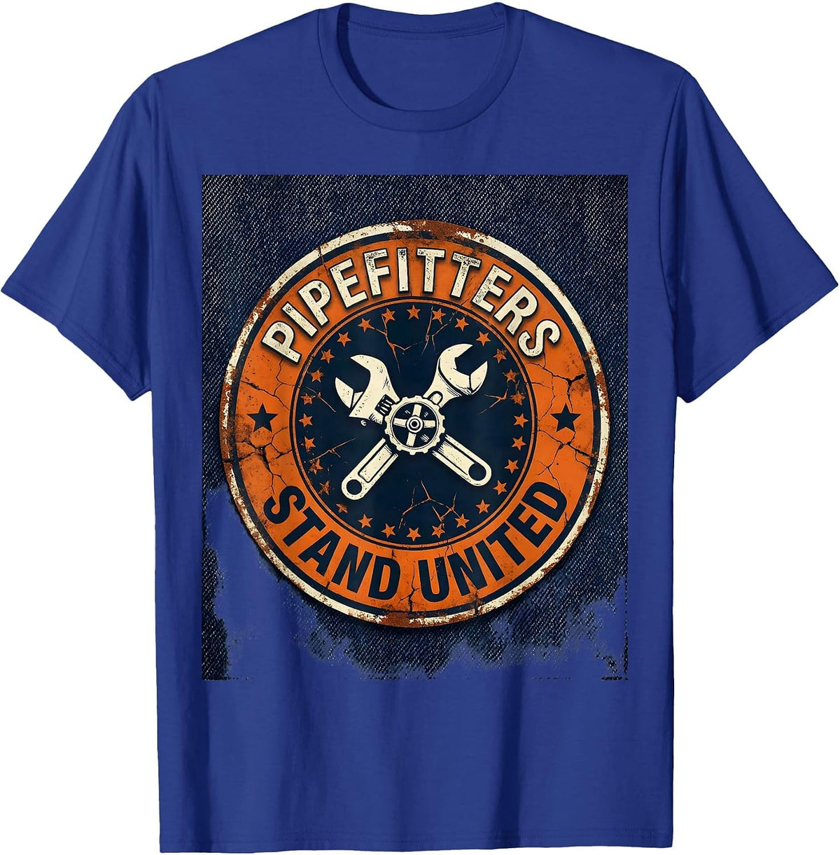 Men's Pipefitters Stand United Distressed Union Worker Solidarity T-Shirt - Royal Blue