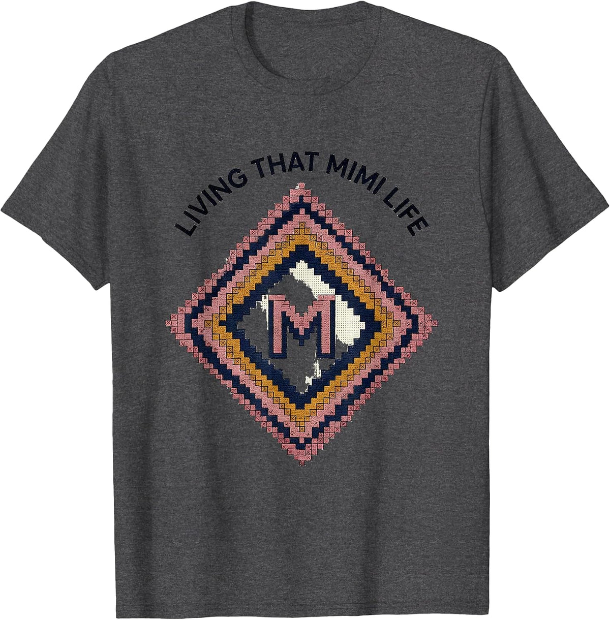 Men's Living That Mimi Life Grandma Design T-Shirt - Dark Heather Grey