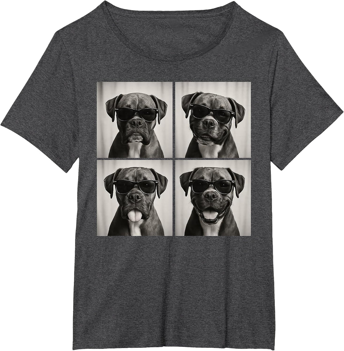 Funny Boxer Dog Lover Cute Boxer Photo Booth T-Shirt - Dark Heather Grey