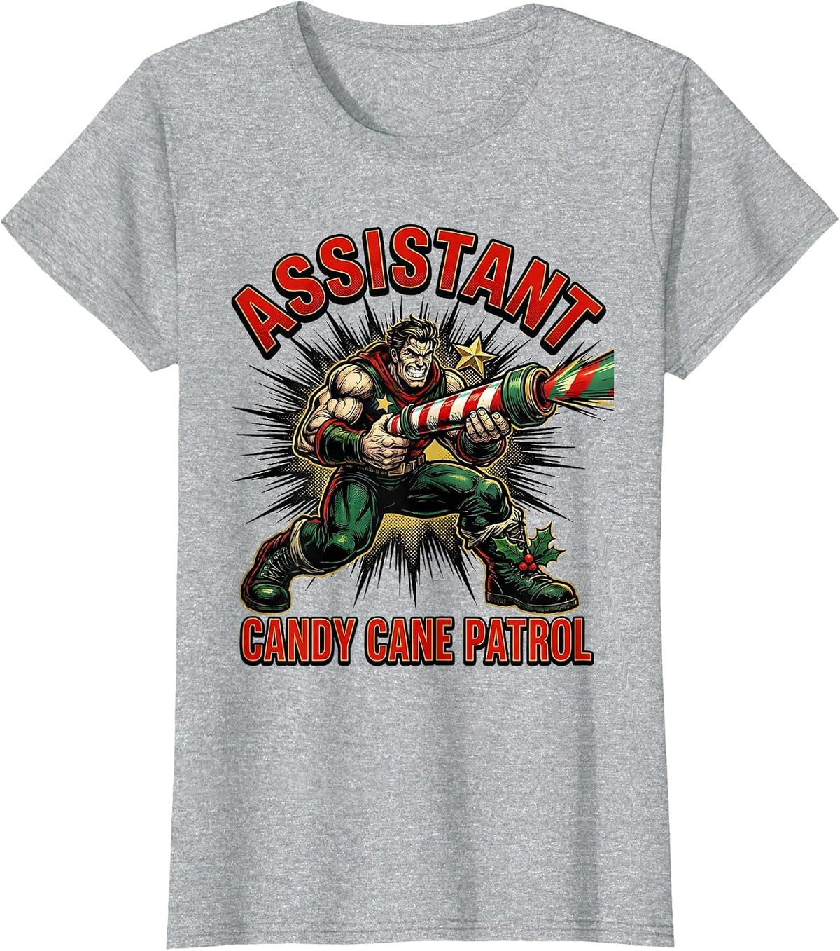 Women's Assistant Candy Cane Patrol Funny Dental Assistant Christmas T-Shirt - Heather Grey