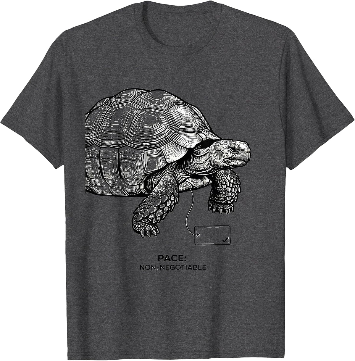 Pace Non-Negotiable Line Art Tortoise Lover Funny Gift T-Shirt - Dark Heather Grey