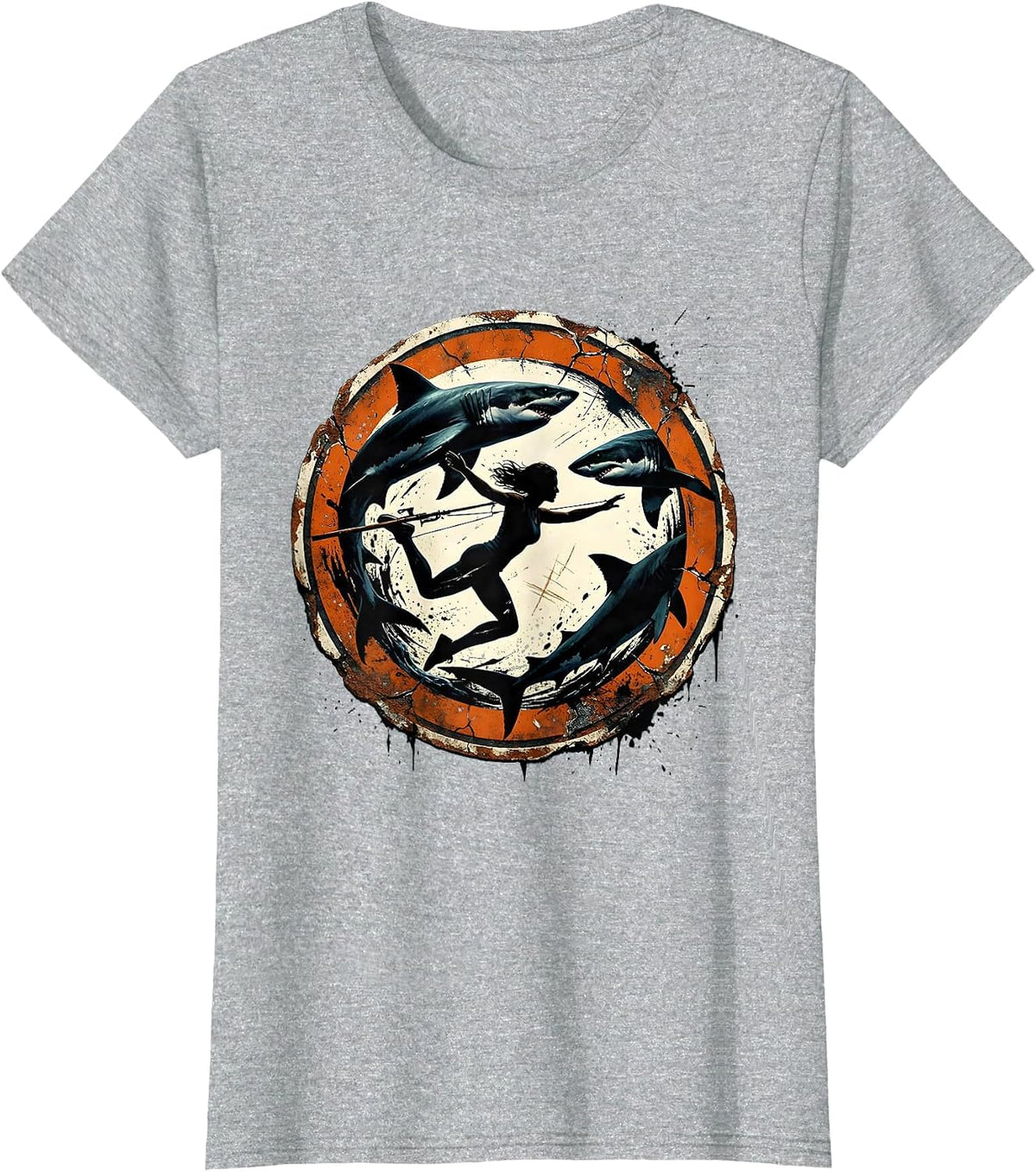 Spearfishing Among Sharks Brave Ocean Diver T-Shirt - Heather Grey