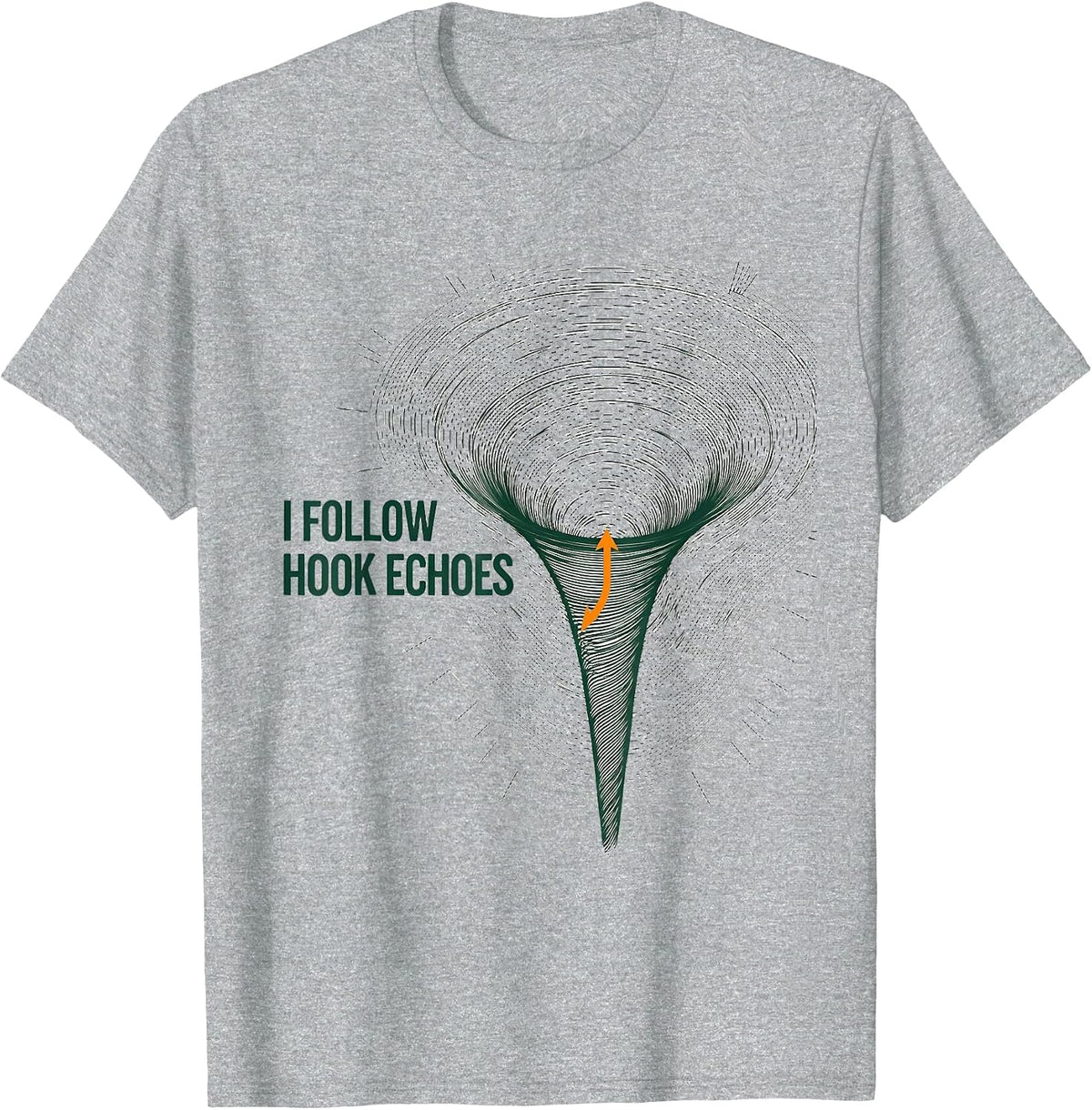 Men's I Follow Hook Echoes Topographic Contour Storm Chaser T-Shirt - Heather Grey