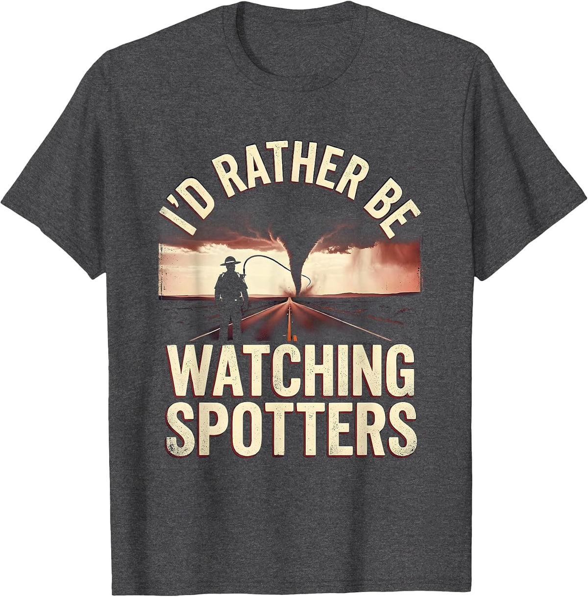 Men's I'd Rather Be Watching Spotters Vintage Storm Chaser T-Shirt - Dark Heather Grey