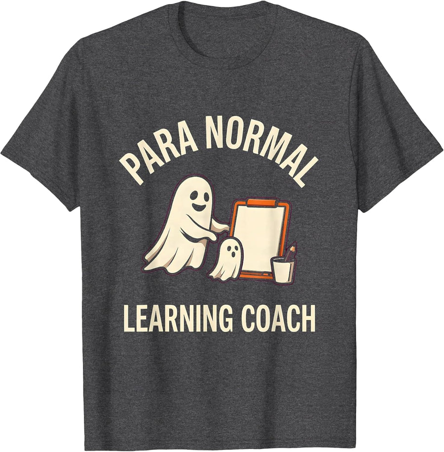 Men's Para Normal Learning Coach Funny Ghost Paraprofessional T-Shirt - Dark Heather Grey