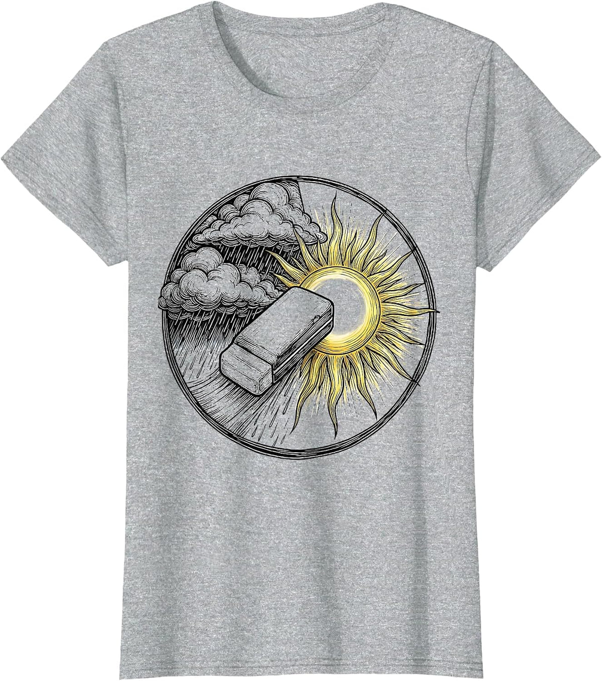 Teacher Eraser Clears Storm Clouds Sunshine Art T-Shirt - Heather Grey