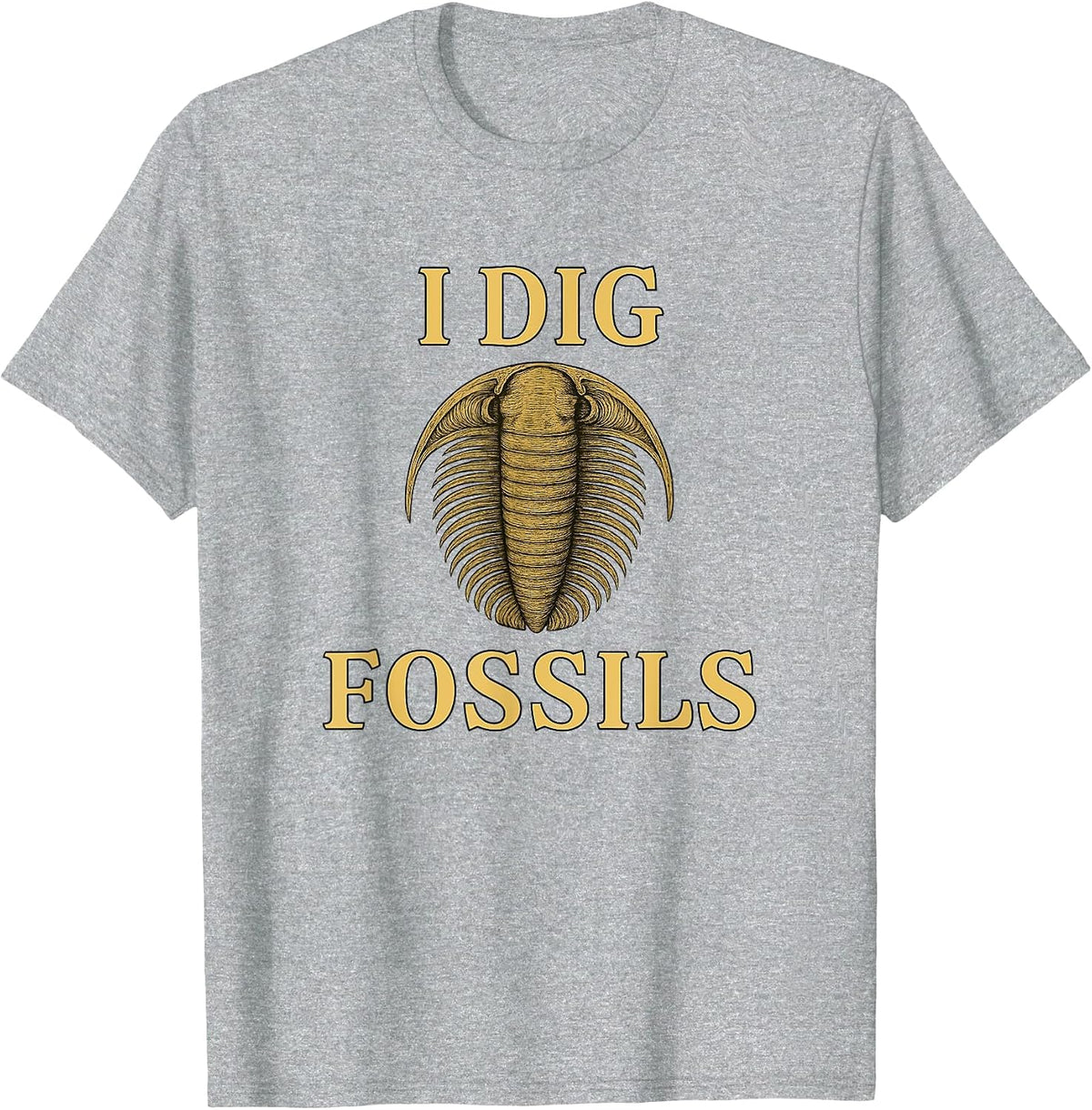 Trilobite Fossil, Paleontologist, I Dig Fossils, Funny T-Shirt - Heather Grey