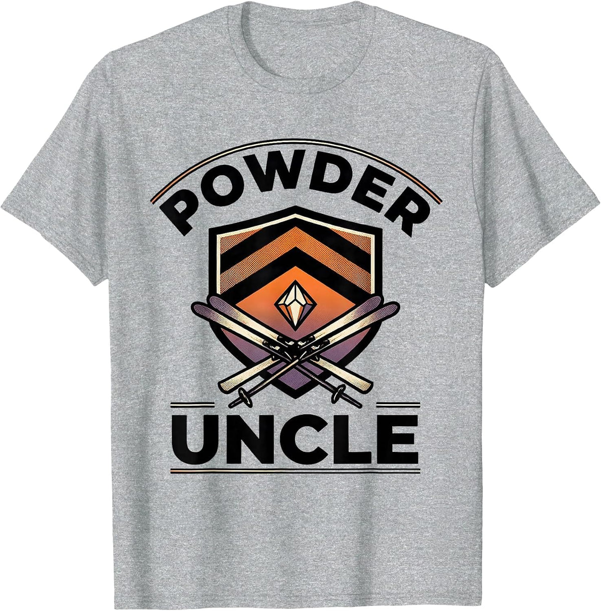 Men's Powder Uncle Funny Ski Snowboarder Ski Dad Gift T-Shirt - Heather Grey