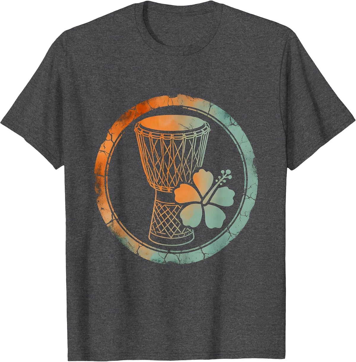 Men's Dominican Republic Gagá Drum Illustration T-Shirt - Dark Heather Grey